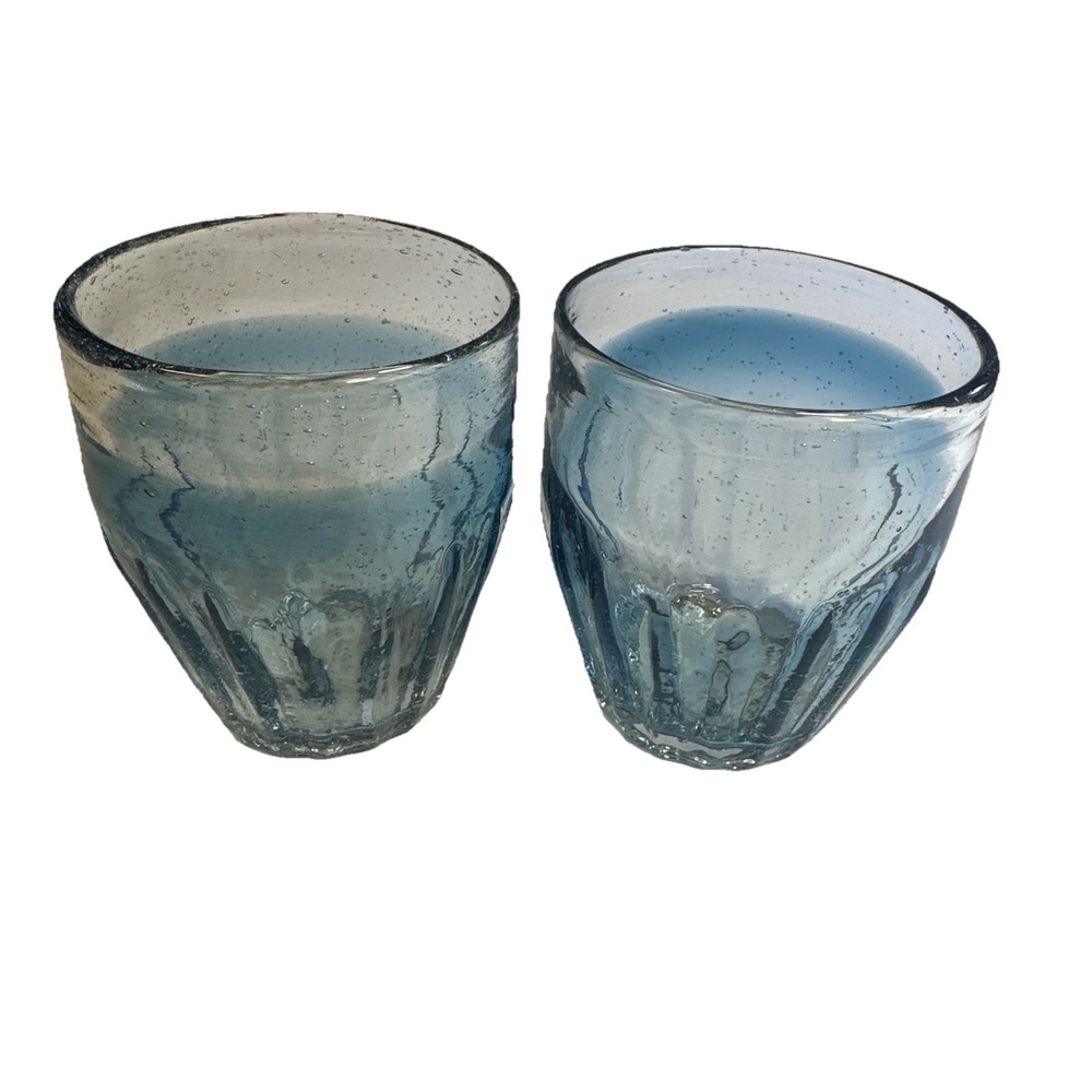 Anthropologie Hand Blown Bubble Glass, Lowball/Rocks Glasses, Set of 2